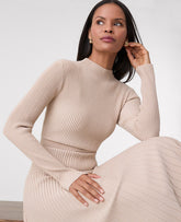 Ann Taylor Pale Sandalwood Ribbed Mock Neck Sweater Dress