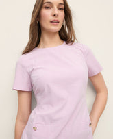 Ann Taylor Lilac/White Gingham Button Pocket Shift Dress