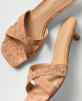 Ann Taylor Natural Cork Cork Crossover Kitten Heel Sandal
