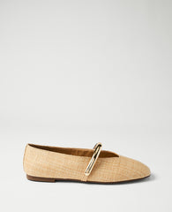 Ann Taylor Natural Straw Hardware Embellished Mary Jane Flat