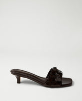 Ann Taylor Pure Chocolate Patent Paillette Kitten Heel Sandal