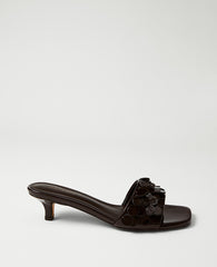 Ann Taylor Pure Chocolate Patent Paillette Kitten Heel Sandal