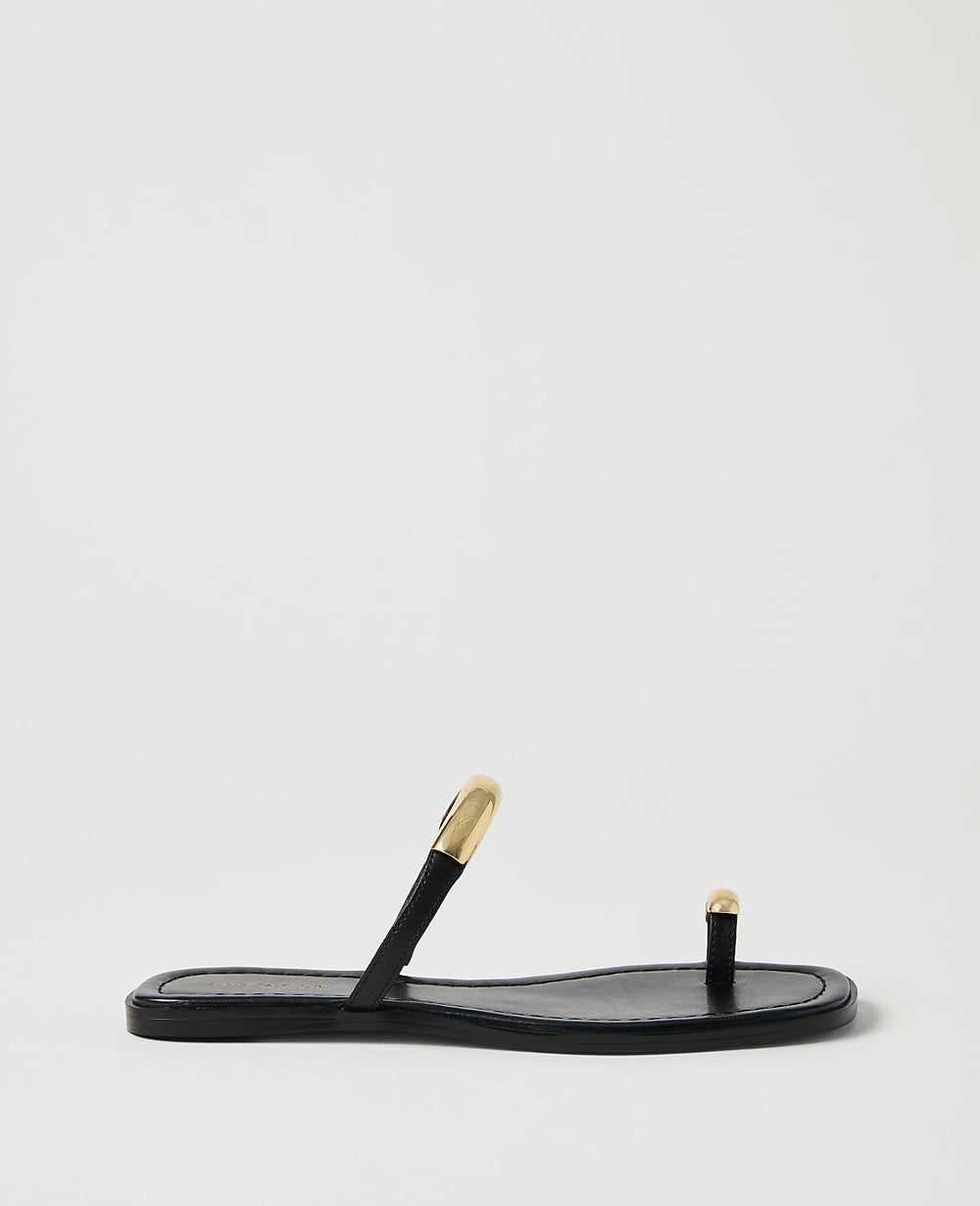 Ann Taylor Black Leather Embellished Sandal