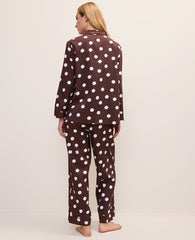 Ann Taylor Rich Walnut Polka Dot Pajama Set