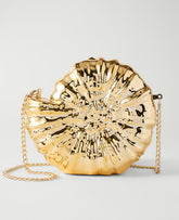 Vinci Leather Gold Metal Conch Clutch