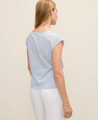Vinci Leather Coastline Blue Striped Tie Waist Tee