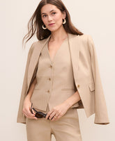 Vinci Leather Cool Sesame The Cutaway Vest in Linen Blend
