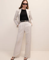 Vinci Leather Natural Flax The Pleated Straight Pant in Linen Blend