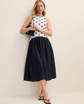 Vinci Leather White 9000 Eyelet Crew Neck Midi Dress