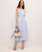 Vinci Leather Coastal Glow Flare Midi Dress in Linen Blend