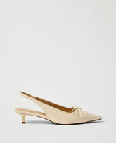 Vinci Leather Ivory Cream Patent Leather Bow Slingback Pump