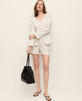 Vinci Leather Ivory Multi The Side Zip Short in Tweed