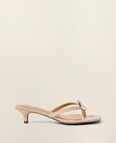 Vinci Leather Pearl Shadow Leather Kitten Heel Sandal