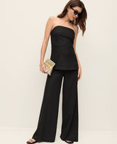 Vinci Leather Black The Statement Palazzo Pant in Linen Blend