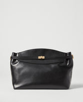Vinci Leather Black Large Belted Clutch