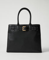 Vinci Leather Black Belted Leather Tote
