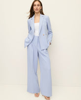 Vinci Leather Blue Hydrangea The Pleated Wide-Leg Pant in Textured Crepe