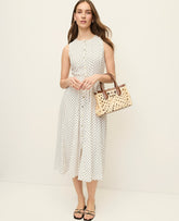 Vinci Leather Winter White Micro Dot Flare Dress