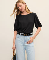 Vinci Leather Black Boatneck Popover