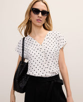 Vinci Leather Pale Sandalwood Polka Dot Top