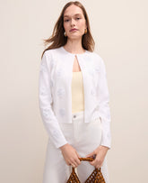 Vinci Leather White Floral Appliqué Cardigan