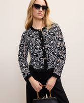 Vinci Leather Black Mixed Media Cardigan
