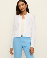 Vinci Leather White Open Crop Cardigan