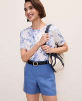 Vinci Leather White-Blue B Floral Sweater Tee