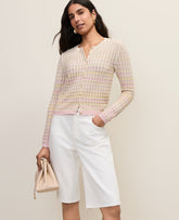 Vinci Leather Pirouette Crochet Cardigan in Ombré