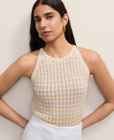 Vinci Leather Pirouette Halter Sweater Shell in Ombré