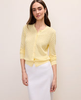 Vinci Leather Yellow Buttercream Pointelle Stitch Ann Cardigan