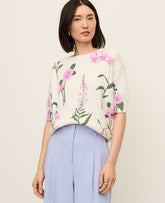 Vinci Leather Pink Floral Jacquard Sweater Tee
