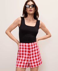 Vinci Leather Aperol The Gingham Side Zip Short