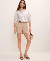 Vinci Leather Cool Sesame The City Short in Linen Blend