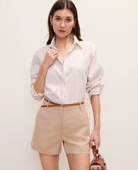 Vinci Leather Cool Sesame The City Short in Linen Blend