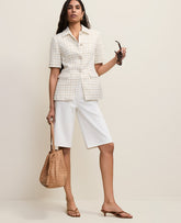 Vinci Leather Gold/White The Short Sleeve Cutaway Jacket in Metallic Tweed