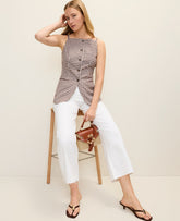 Vinci Leather Brown/White Check The Strappy Vest in Gingham
