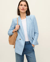Vinci Leather Light Blue Multi The Crosby Blazer in Tweed
