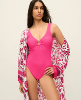 Vinci Leather Bougainvillea Tortoiseshell Ring One Piece Swimsuit