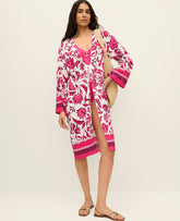 Vinci Leather Winter White Floral Beach Kimono
