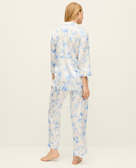 Vinci Leather Winter White Do Not Use Floral Satin Pajama Set