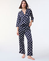Vinci Leather Night Sky Dotted Satin Pajama Set