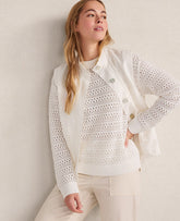 Vinci Leather Ivory Haven Well Within Cotton Linen Stitched Crewneck