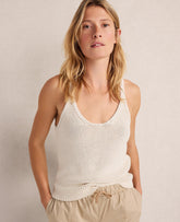 Vinci Leather Ivory Haven Well Within Cotton Linen Plaited Tank
