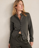 Vinci Leather Deep Green Haven Well Within Organic Cotton Roll Neck Cardigan