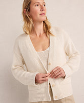 Vinci Leather Sandstone Haven Well Within Cotton Linen Plaited V-Neck Cardigan