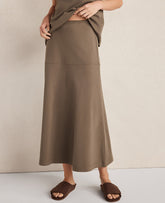 Vinci Leather Brown Haven Well Within Organic Cotton Interlock Midi Skirt