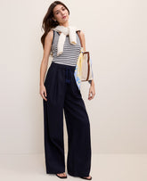 Vinci Leather Pure Sapphire Weekend Easy Fit Wide-Leg Pant in Linen Blend