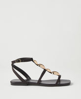 Vinci Leather Pure Chocolate Leather Hardware Embellished Sandal