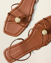 Vinci Leather Smoked Paprika Leather Hardware Embellished Sandal